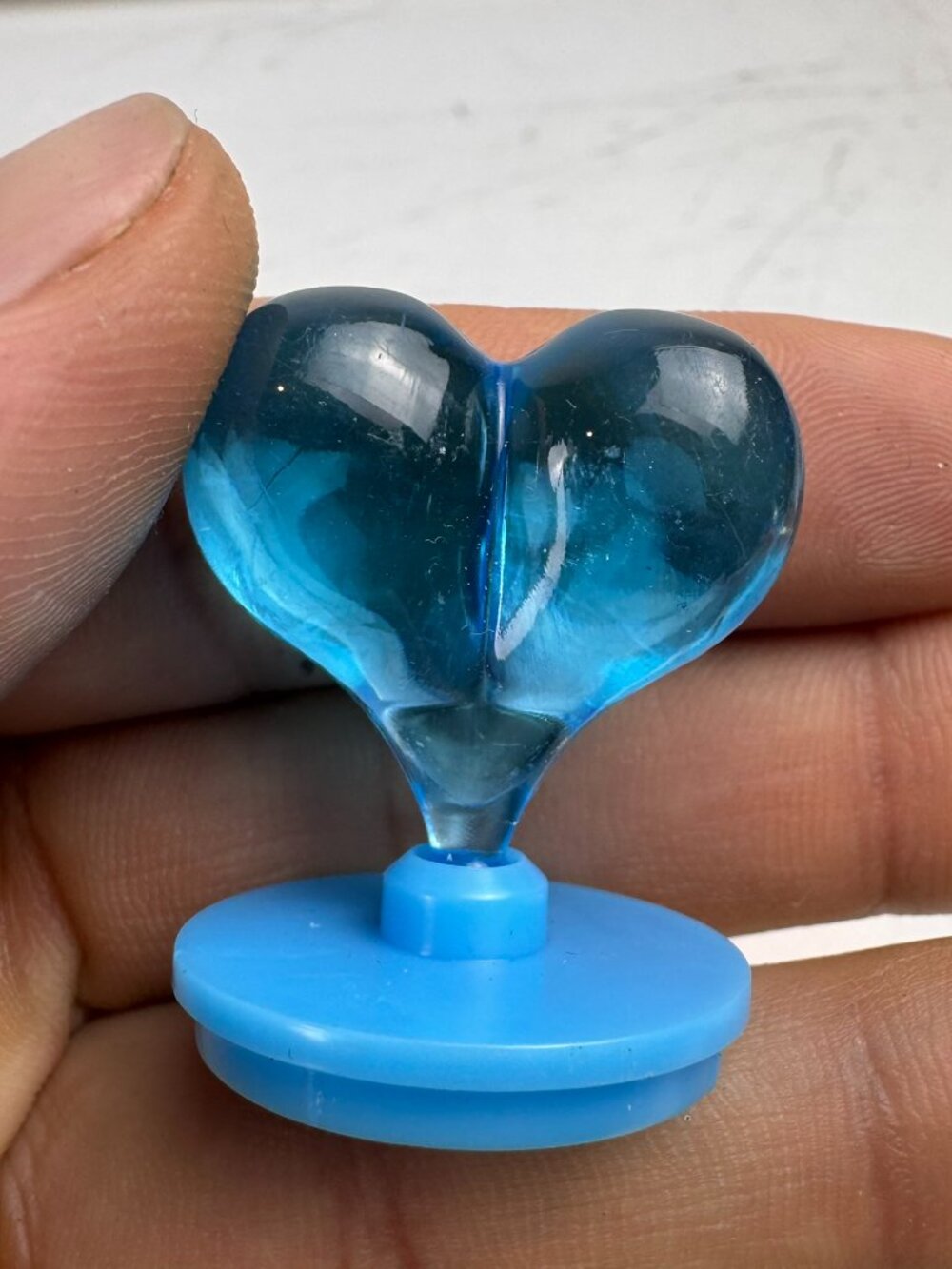 Y2K / 90s Style Blue Plastic Heart Handle Novelty Stamper Craft Tool